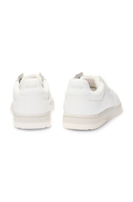 Faux-leather sneakers with contrasting details, White