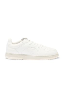 Faux-leather sneakers with contrasting details, White