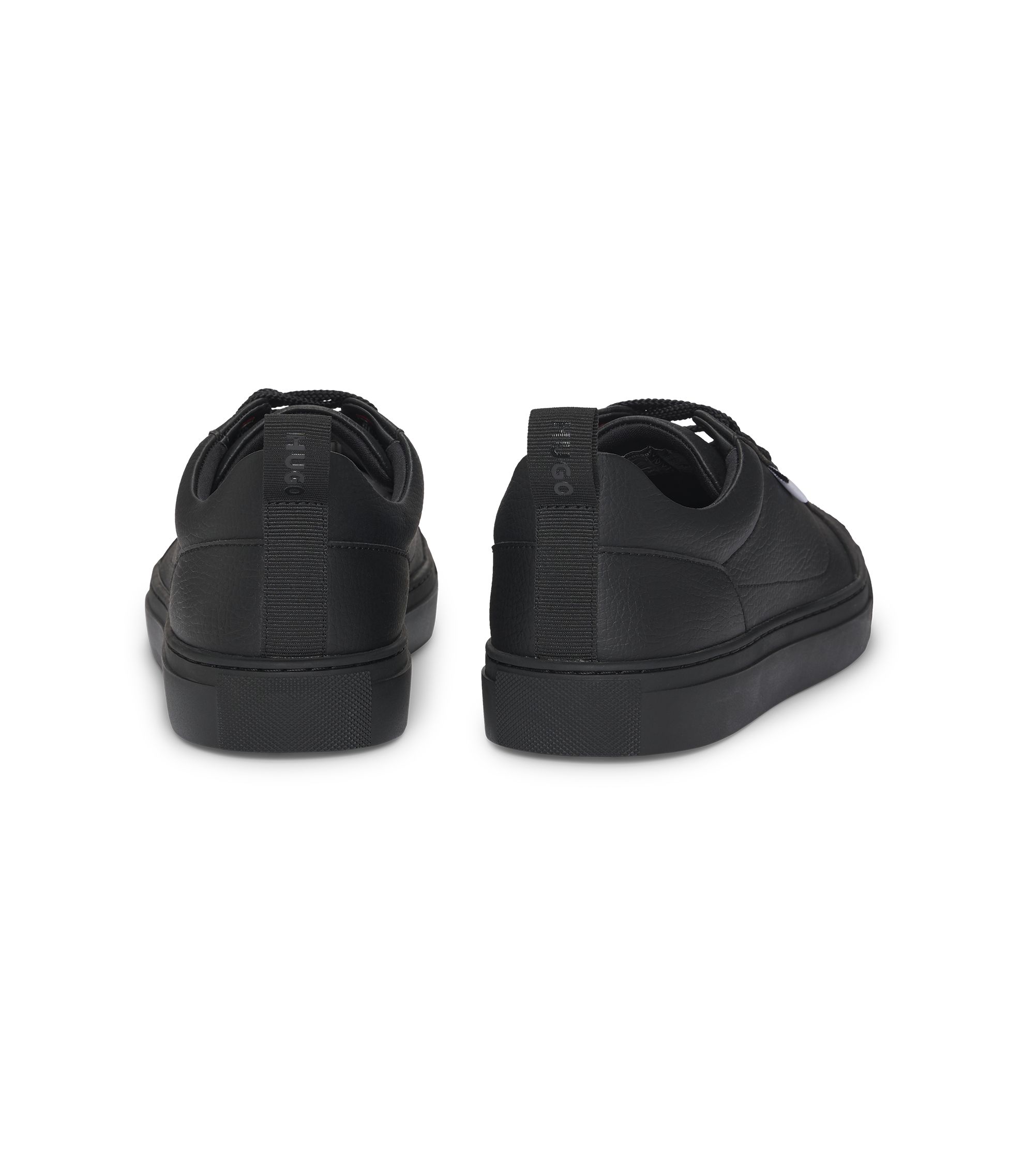 HUGO - Low-top trainers in grained faux leather - Black