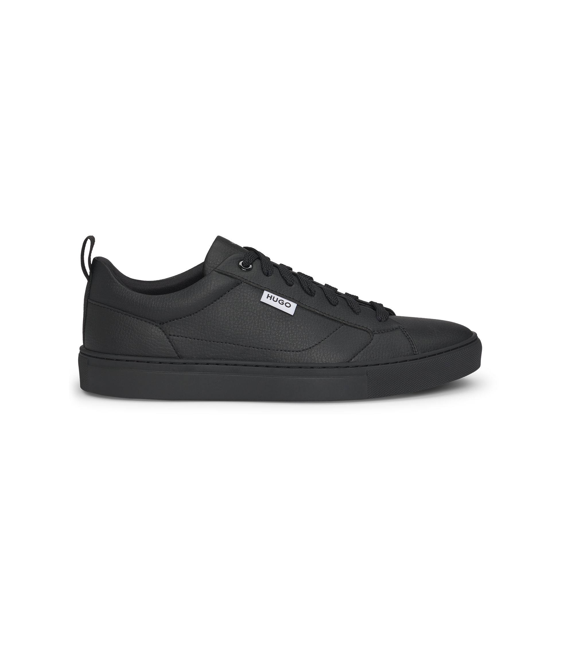 HUGO - Low-top trainers in grained faux leather - Black