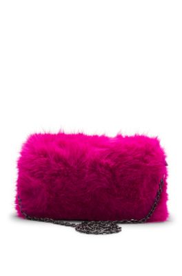 NAOMI x BOSS clutch bag in faux fur, Pink
