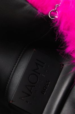 NAOMI x BOSS clutch bag in faux fur, Pink