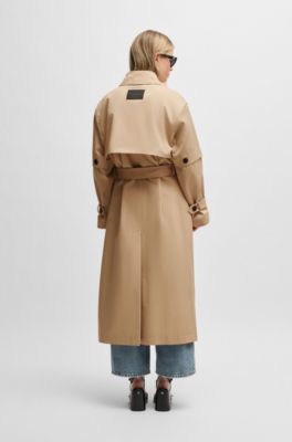Trench crois&eacute; en coton, Beige clair