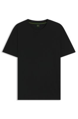 Embroidered-logo T-shirt in cotton piqu&eacute;, Black
