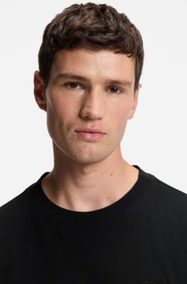 Camiseta de piqu&eacute; de algod&oacute;n con jacquard en la nuca, Negro