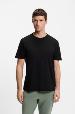 Embroidered-logo T-shirt in cotton piqu&eacute;, Black