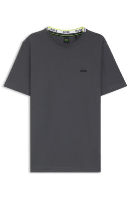 Camiseta de piqu&eacute; de algod&oacute;n con jacquard en la nuca, Gris oscuro