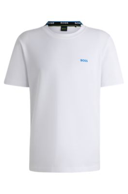 BOSS - Cotton-piqué T-shirt with jacquard-woven back collar