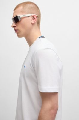 Camiseta de piqu&eacute; de algod&oacute;n con jacquard en la nuca, Blanco