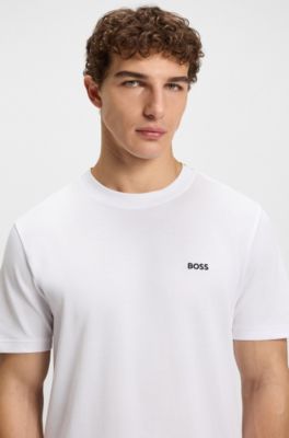 Camiseta de piqu&eacute; de algod&oacute;n con jacquard en la nuca, Blanco