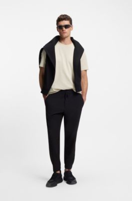 T-shirt en piqu&eacute; de coton avec dos de col &agrave; tissage jacquard, Blanc