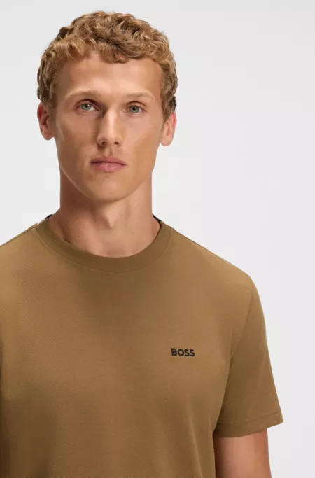 Embroidered-logo T-shirt in cotton piqué