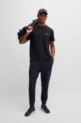 Camiseta de piqu&eacute; de algod&oacute;n con jacquard en la nuca, Azul oscuro