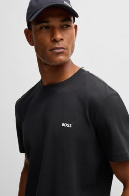 Camiseta de piqu&eacute; de algod&oacute;n con jacquard en la nuca, Azul oscuro