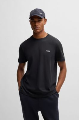 Camiseta de piqu&eacute; de algod&oacute;n con jacquard en la nuca, Azul oscuro