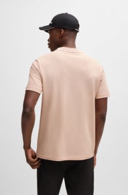 Camiseta de piqu&eacute; de algod&oacute;n con jacquard en la nuca, Naranja claro