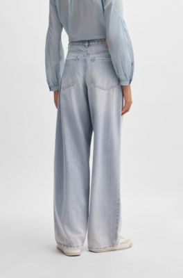 BOSS - Wide-leg jeans in gray denim with front pleats - Dark Grey