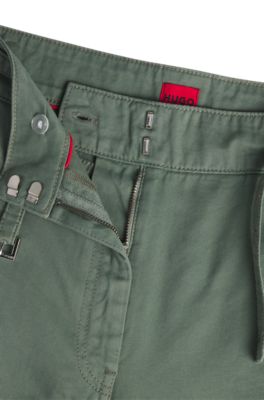 Pantalones regular fit de sarga de algod&oacute;n con pernera ancha, Cal