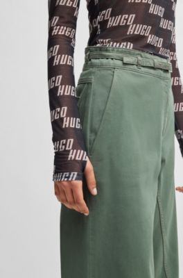 Pantalones regular fit de sarga de algod&oacute;n con pernera ancha, Cal