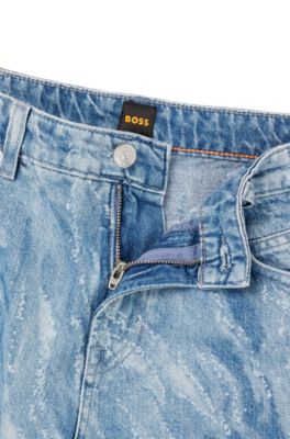 Vaqueros slim fit en denim azul con estampado a l&aacute;ser, Azul oscuro