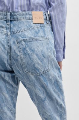 Vaqueros slim fit en denim azul con estampado a l&aacute;ser, Azul oscuro