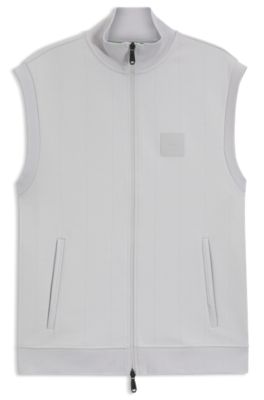 Sleeveless zip-up sweatshirt in cotton, Light Grey