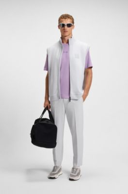 Sleeveless zip-up sweatshirt in cotton, Light Grey