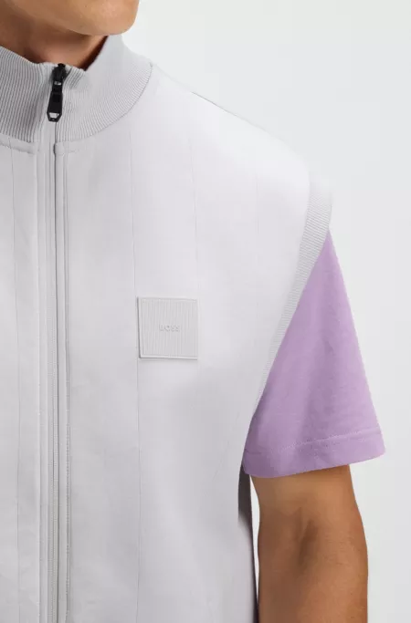 Sleeveless zip-up sweatshirt in cotton