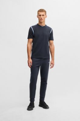 Tracksuit bottoms with tape and logo, Dark Blue