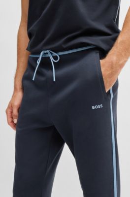 Tracksuit bottoms with tape and logo, Dark Blue