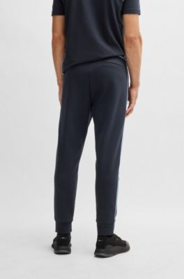 Tracksuit bottoms with tape and logo, Dark Blue