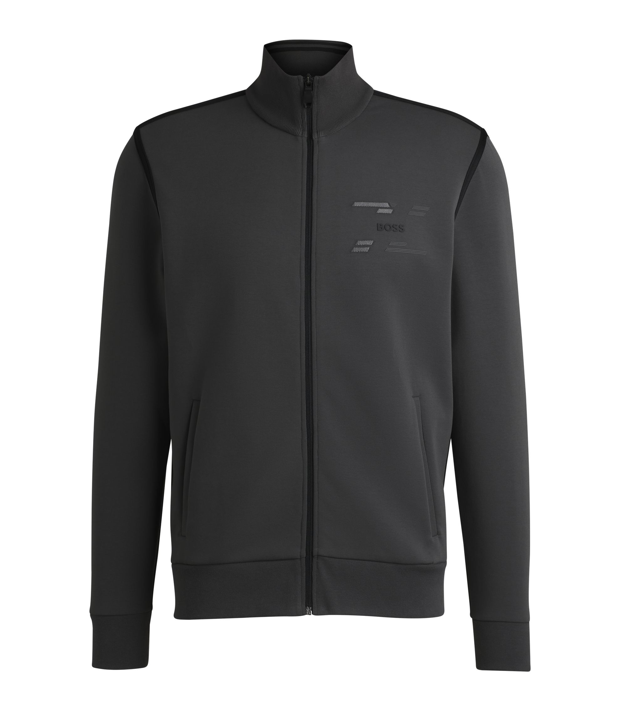 HUGO BOSS ジャケット BOSS - Zip-up sweatshirt with logo artwork - Dark Grey