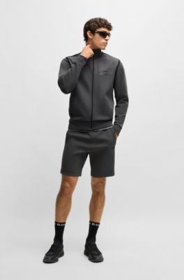 Sudadera de algod&oacute;n con cremallera y logo de dise&ntilde;o, Gris oscuro