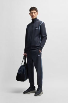 BOSS - Zip-up sweatshirt with logo artwork - Dark Blue