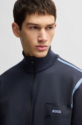 タグ付新品未使用 HUGO BOSS 現行 ウール ジップアップブルゾン XL BOSS - Cotton-blend zip-up sweatshirt with padded front