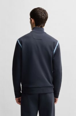 Zip-up sweatshirt with logo artwork, Dark Blue