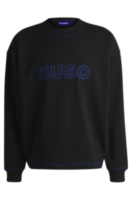 HUGO - Cotton-terry loose-fit sweatshirt with stitched logo