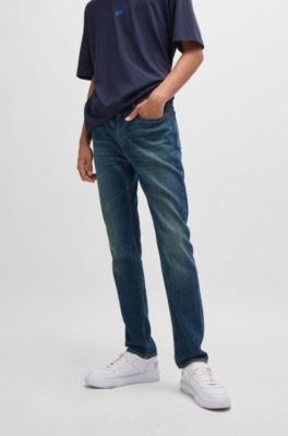 Jeans slim fit en denim el&aacute;stico azul, Azul oscuro