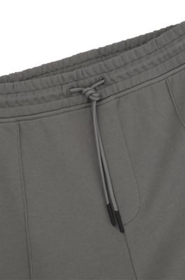 HUGO x RB cotton-terry tracksuit bottoms with logo tape, Light Grey