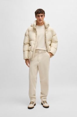 Camiseta de interlock de algod&oacute;n con bloques de color en el cuello, Blanco