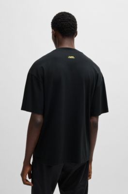 Camiseta de punto de algod&oacute;n con ilustraci&oacute;n de pel&iacute;cula de los a&ntilde;os&nbsp;70, Negro