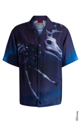 Hugo Boss Hugo X Disney's The Nightmare Before Christmas Loose-fit Printed Shirt In Black
