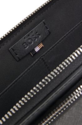 Sac port&eacute; crois&eacute; &agrave; logo imprim&eacute; m&eacute;tallis&eacute;, Noir