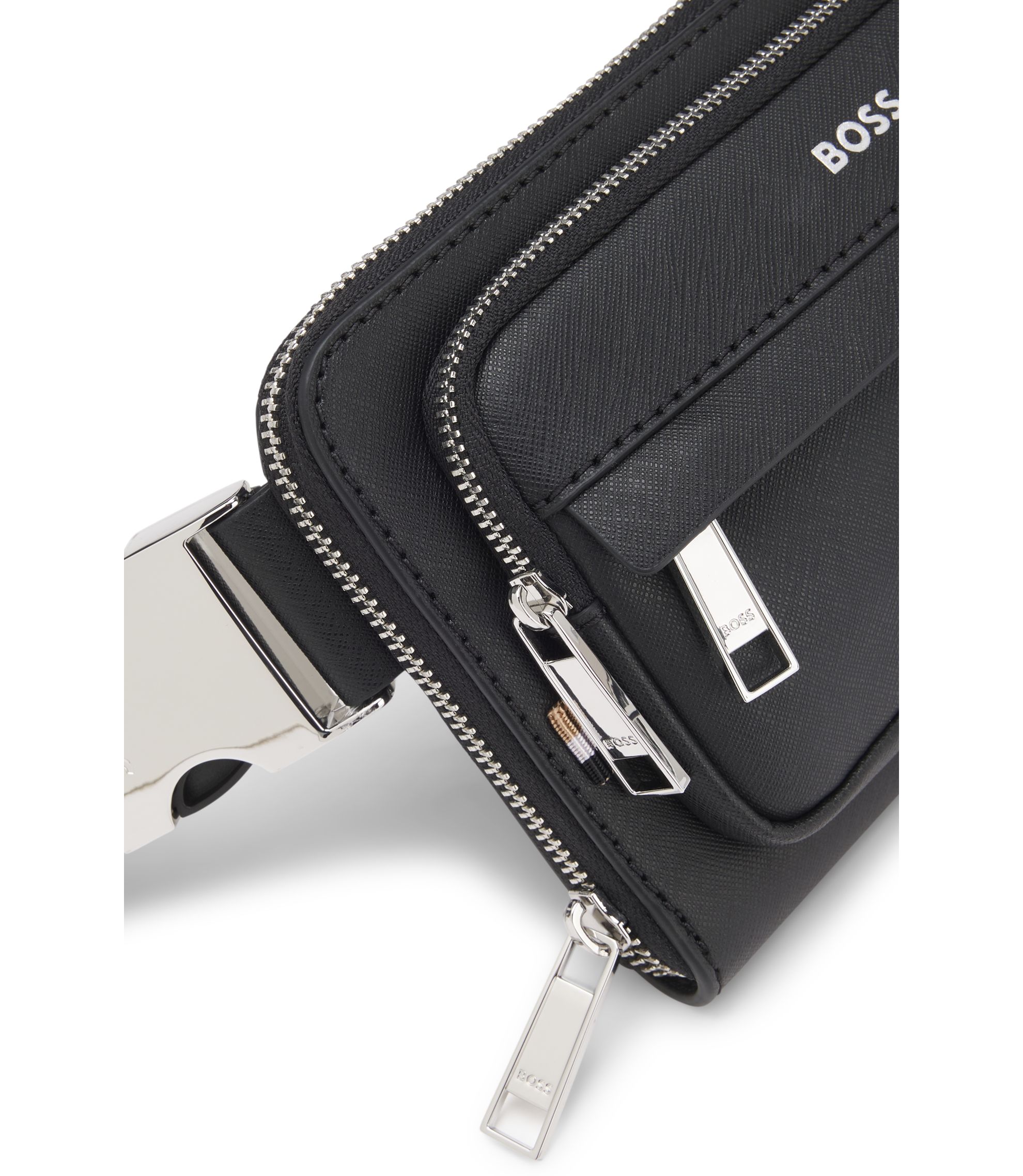 BOSS - Logo-lettering crossbody bag with branded strap - Black