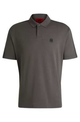 Hugo Boss Hugo X Rb Cotton Polo Shirt With Branded Tape In Light Grey