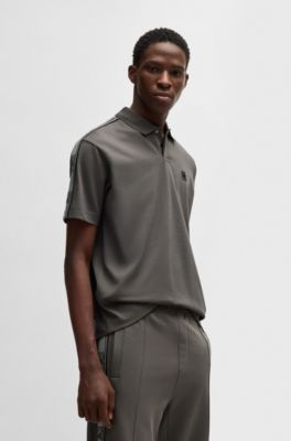 HUGO x RB cotton polo shirt with branded tape, Light Grey