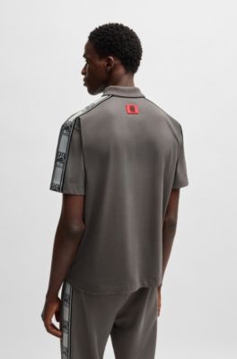 HUGO x RB cotton polo shirt with branded tape, Light Grey