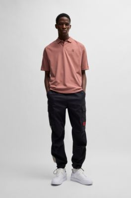 HUGO x RB cotton polo shirt with branded tape, light pink