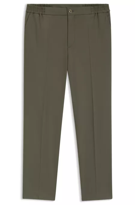 Slim-fit trousers in wool-blend poplin