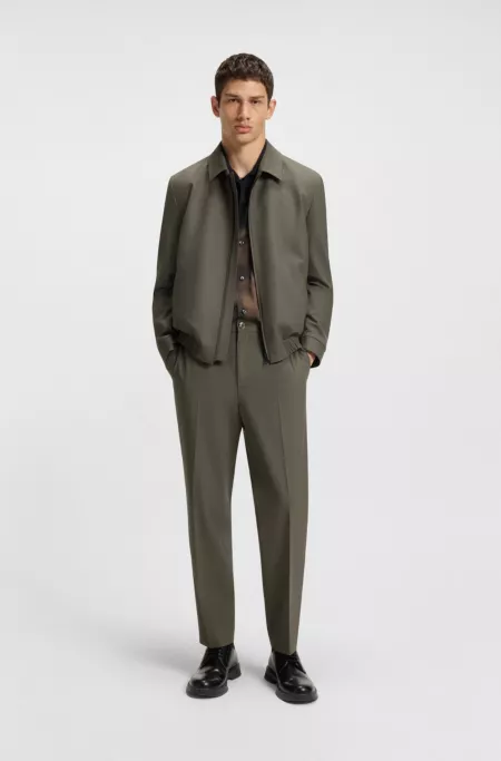 Slim-fit trousers in wool-blend poplin